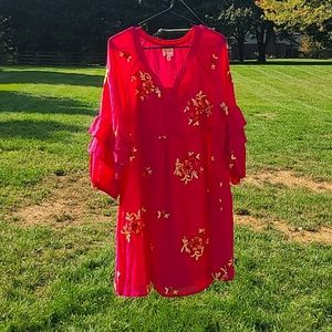 Women's Fig and Flower Pink Enbroidered Dress